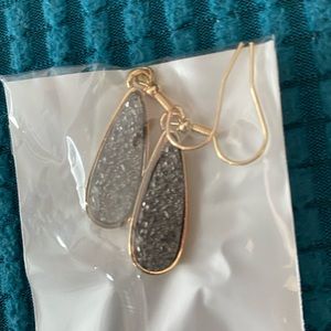 Druzy Quartz Teardrop Earrings